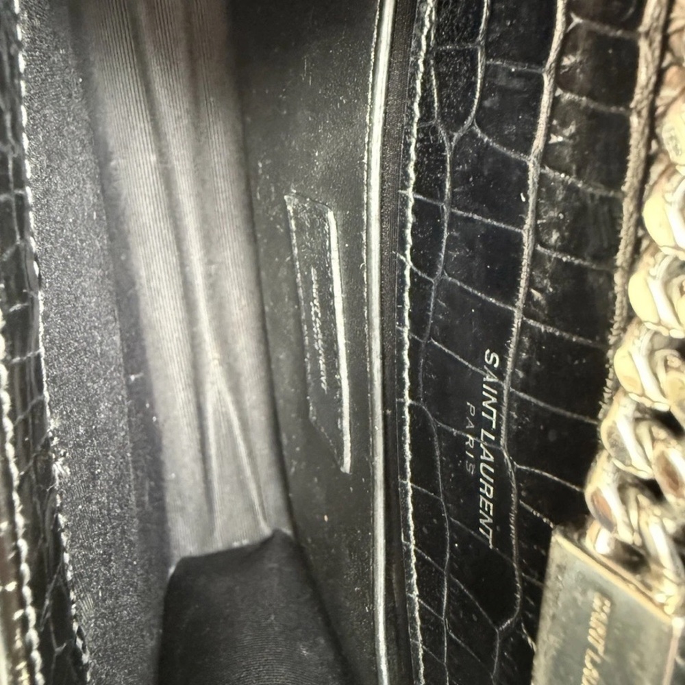 Yves Saint Laurent Black Croc-Embossed Chain Bag - Picture 8 of 8